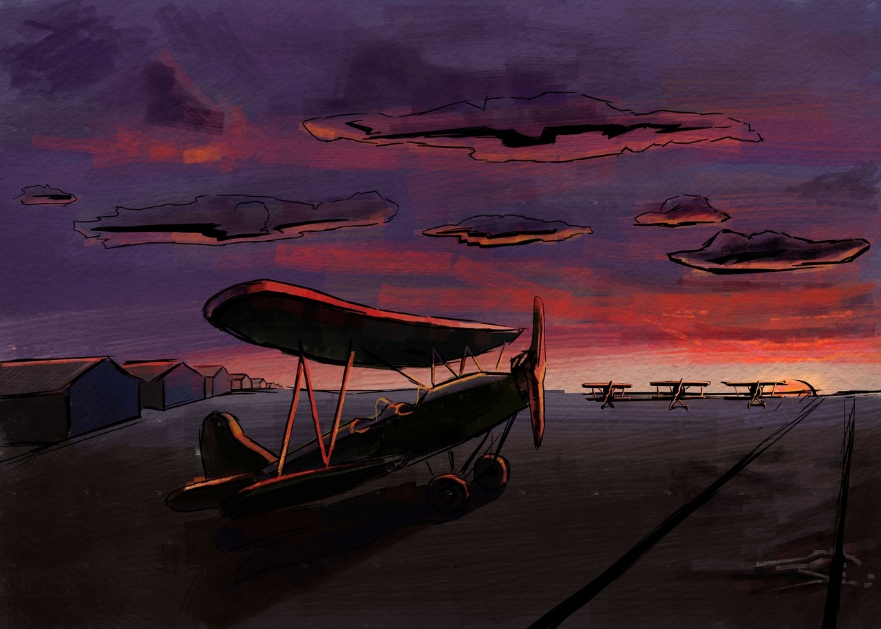 Рисунок красками ночные ведьмы самолеты